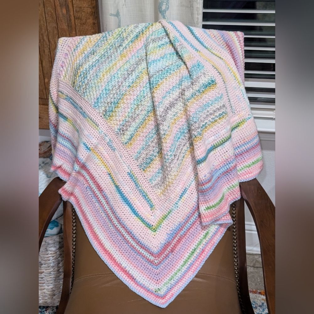 Hand Crafted Afghan/Throw Pastel Colors 43" × 40"